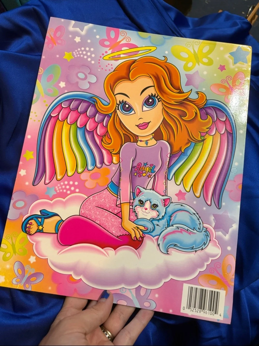 Vintage Lisa Frank Angel Girl With Cat Folder Y2K  Rainbow